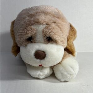Russ Berrie Brown and White Soft Plush Puppy Dog Baxter